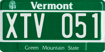 VT license plate XTV051