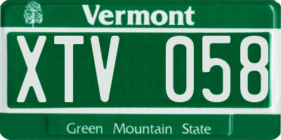 VT license plate XTV058