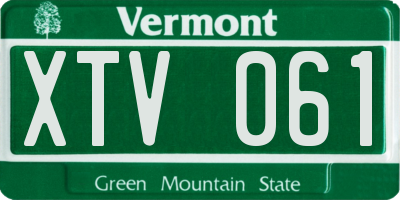 VT license plate XTV061
