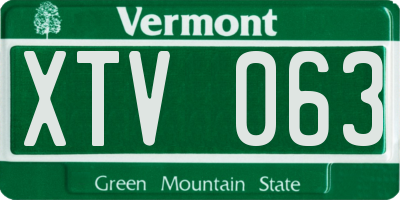 VT license plate XTV063