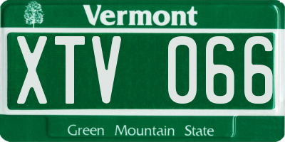 VT license plate XTV066