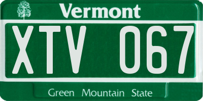 VT license plate XTV067