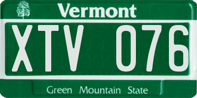 VT license plate XTV076