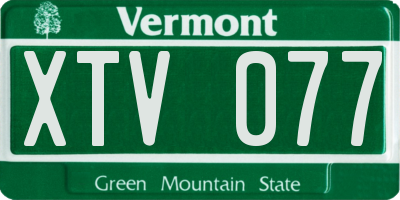 VT license plate XTV077