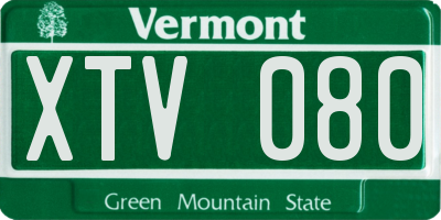 VT license plate XTV080