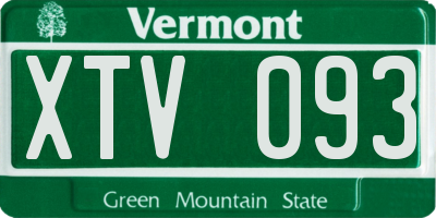VT license plate XTV093