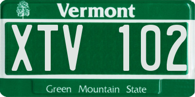 VT license plate XTV102