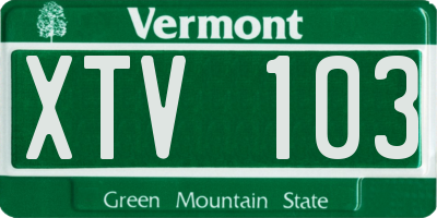 VT license plate XTV103