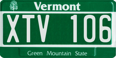 VT license plate XTV106