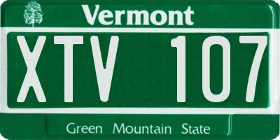 VT license plate XTV107