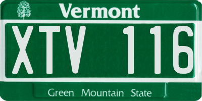 VT license plate XTV116