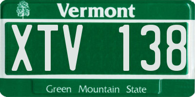 VT license plate XTV138