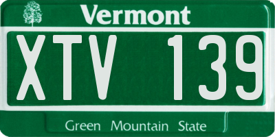 VT license plate XTV139