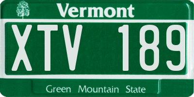 VT license plate XTV189