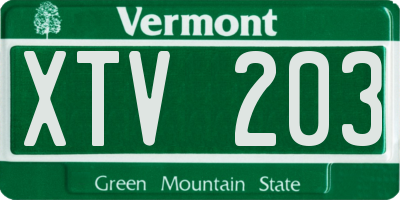 VT license plate XTV203