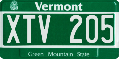 VT license plate XTV205