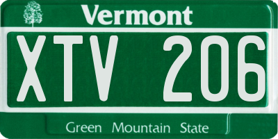 VT license plate XTV206