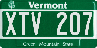 VT license plate XTV207