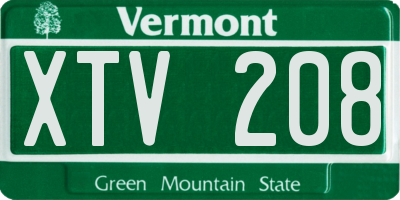 VT license plate XTV208