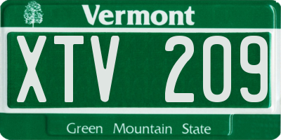 VT license plate XTV209
