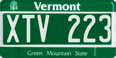 VT license plate XTV223