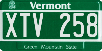 VT license plate XTV258
