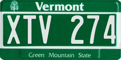 VT license plate XTV274