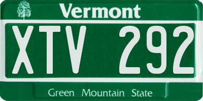 VT license plate XTV292
