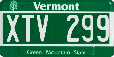 VT license plate XTV299