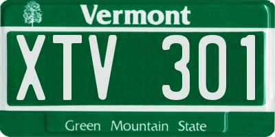 VT license plate XTV301