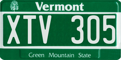 VT license plate XTV305
