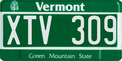 VT license plate XTV309