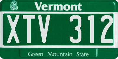 VT license plate XTV312