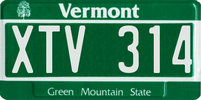 VT license plate XTV314