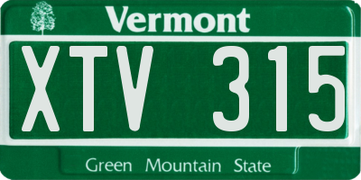 VT license plate XTV315