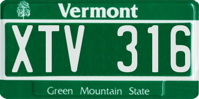 VT license plate XTV316