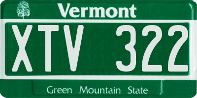 VT license plate XTV322