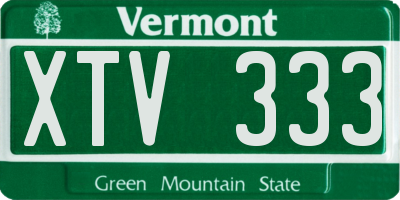 VT license plate XTV333