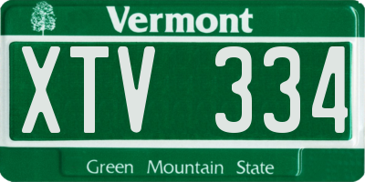 VT license plate XTV334