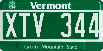 VT license plate XTV344