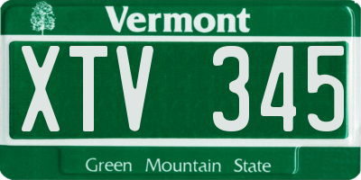 VT license plate XTV345