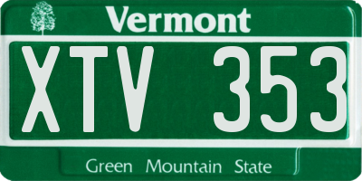 VT license plate XTV353