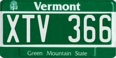 VT license plate XTV366