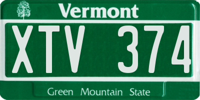 VT license plate XTV374
