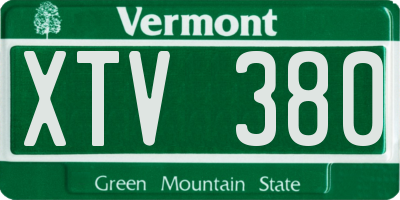 VT license plate XTV380