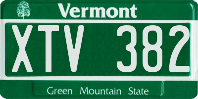 VT license plate XTV382