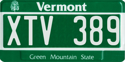 VT license plate XTV389