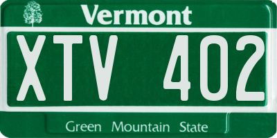 VT license plate XTV402