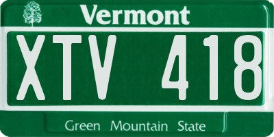 VT license plate XTV418