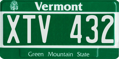 VT license plate XTV432
